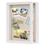 1 x RAW Customer Returns Love-KANKEI 3D Photo Frame, 28 x 35 cm, Wooden Object Frame to Fill, Shadow Box Frame with 8 Pins, Gift for Family, Friends, etc. white  - RRP €29.99