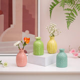 1 x RAW Customer Returns Hewory Mini Ceramic Flower Vase Modern Small Vase Set with 4 Bud Vases for Flowers for Home, Living Room, Table Decoration, Wedding Party, 7.5cm Blue Green Yellow Pink  - RRP €14.5