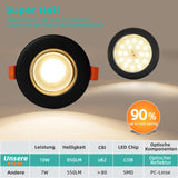 1 x RAW Customer Returns Set of 6 LED recessed spotlights, dimmable 10W LED spots 230V, round, matt black, ceiling spots 3000K, warm white, 850LM, 65-85mm hole size for living room - RRP €50.82