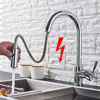 1 x RAW Customer Returns Onyzpily Chrome Low Pressure Faucet Kitchen Sink Faucet Kitchen Faucet with Shower Extendable - RRP €48.41