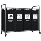 1 x RAW Customer Returns AWTATOS laundry basket with 4 compartments on wheels, laundry collector with 4 removable fabric bags, with 6 sorting cards for easy sorting of clothes, black ULSCM04B - RRP €37.3