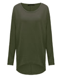 1 x RAW Customer Returns ZANZEA Women s Loose Asymmetrical Jumper Sweatshirt Pullover Blouse Tops Oversize Tops Army Green M - RRP €36.29