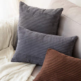 1 x RAW Customer Returns MIULEE Set of 2 cushion covers, corduroy cushion cover, decorative cushion cover, sofa cushion, couch cushion, decorative cushion cover, decorative cushion cover with hidden zip, 60 x 60 cm, grey - RRP €28.99