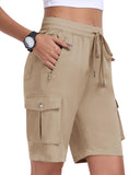 1 x RAW Customer Returns MoFiz Women s Cargo Shorts Bermuda Shorts Elastic Waist Lightweight Quick Dry Trekking Hiking Shorts Leisure Work Jogger Khaki Size EU M - RRP €32.99