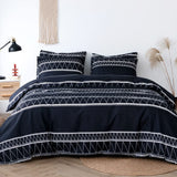 1 x RAW Customer Returns Lekesky bed linen 220x200 3-piece microfiber duvet cover and pillowcase set with chic striped pattern, 1 duvet cover 220x200 cm 2 pillowcases 80x80 cm, black - RRP €31.99