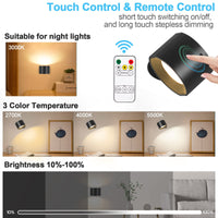 1 x RAW Customer Returns Elitlife LED wall light indoor dimmable, 360 rotatable wall lamp with touch function remote control timing, magnetic reading lamps for wall mounting, up down wall lamp for living room bathroom hallways - RRP €42.35