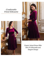 1 x RAW Customer Returns DRESSTELLS Women s Velvet Dress Elegant Cocktail Dress Knee-Length Ball Dresses Round Neck Party Dress Winter Dress for Wedding Velvet Burgundy M - RRP €34.14