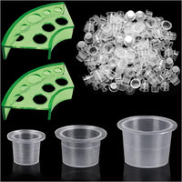 2 x RAW Customer Returns 300 Tattoo Ink Caps with 2 Cups Holders - Moricher 100 Small 100 Medium 100 Large Tattoo Ink Cups 2 Tattoo Ink Cup Holders, Permanent Makeup Container Cap - RRP €19.0