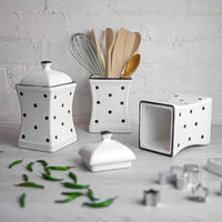 2 x Brand New City to Cottage - Ceramic kitchen container 900 ml Set of 3 White and black Polka dots Handmade Container with lid Ceramic cookie jar - RRP €40.8