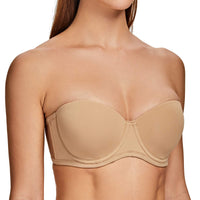 1 x RAW Customer Returns MELENECA Women s Invisible Strapless Bra with Underwire with Large Cups Almond 1F - RRP €29.99