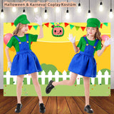 1 x RAW Customer Returns Mario Costume Children Girls Halloween Costume Children Mario and Luigi Costume Halloween Costumes with Cap Mustaches Gloves Carnival Costume Cosplay Dress Fancy Dress Costumes Children Girls Set Green, M  - RRP €14.11