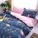 1 x RAW Customer Returns Homewish Flamingo Duvet Cover 200x200 Pink Flamingo Duvet Cover Cute Animal Flowers Flamingo Bedding Set for Boys Girls Children Women Soft Microfiber Reversible Bedding with 2 Pillowcases, Blue - RRP €31.42