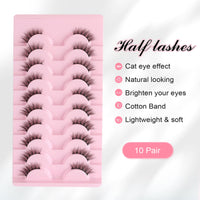 2 x RAW Customer Returns Parriparri Half Eyelashes Natural False Eyelashes 10 Pairs Cat Eye Lashes Lightweight Half Eyelashes Reusable Artificial Eyelashes 3D Fake Lashes Cateye - RRP €18.12