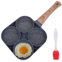 2 x RAW Customer Returns Yesland 4-Cup Frying Pan, 34.2 x 17.8 cm with Bonus Oil Brush, Non-Stick Coating, Poached Eggs Maifan Pan, Cake Pan with Stone Coating for Fried Eggs, Burgers, Omelettes, Outdoor Camping - RRP €32.26