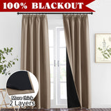 1 x RAW Customer Returns PONY DANCE Opaque Curtains Children s Room Set of 2 100 Blackout Curtains Gathering Tape Double-Layered and Heavy Curtain Heat Protection Thermal Curtain, H 220 x W 140 cm, Cappuccino - RRP €53.4