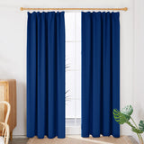 1 x RAW Customer Returns Deconovo Opaque Curtains Blackout Curtains with Gathering Tape Bedroom, 175x140cm HeightxWidth , Royal Blue, Set of 2 - RRP €37.49