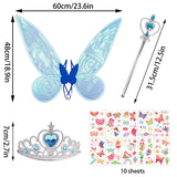 13 x Brand New Winwild Kids Fairy Wings with Glitter Wand, Crown, Tattoo Sticker - Fairy Wings for Girls Butterfly Wings for Adults Wings Costume for Carnival Cosplay Blue  - RRP €265.2