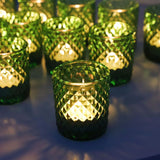 6 x Brand New Vohocandle 12pcs Green Glass Tealight Holders for Wedding Table, Glass Tealight Holders for Baby Shower, Green Glass Tealights for Party and Holiday Table Decoration - RRP €145.14