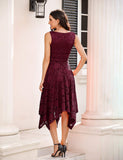 1 x RAW Customer Returns Meetjen Women s Festive V-Neck Cocktail Dress Elegant Evening Dress A-Line Dress with Lace Wedding Guest Bridesmaid Dress Burgundy L - RRP €46.38