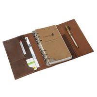 1 x RAW Customer Returns WANDERINGS Small Leather Notebook with Binder - Personal Size 6 Ring Binder Planner - Comfortable handmade genuine leather cover with mixed loose sheets. Filofax compatible. Only 17cm x 9.5cm - RRP €34.24