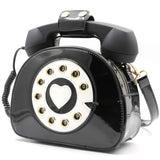 1 x RAW Customer Returns QiMing Retro Dial Phone Crossbody Shoulder Bag, Pu Mobile Microphone Bag for Women - RRP €23.59