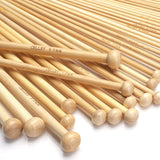 6 x Brand New 18 pairs of knitting needles bamboo set for beginners and adults 25CM length individually pointed handcraft knitting needles 9 sizes from 2.0 mm-1.0 mm for socks gloves hats and scarves beige  - RRP €122.4