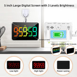 1 x RAW Customer Returns XREXS LED dynamic RGB timer, 6 fixed colors and 4 gradient colors, digital kitchen timer, timer with 5 inch display, adjustable brightness and volume, magnetic timer for kitchen meeting class - RRP €18.14