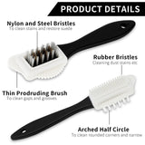 1 x Brand New Amabro pack of 3 suede brushes, suede combination brush with handle, shoe brush, shoe cleaning brush, suede care, nubuck leather brush for suede, nubuck, suede and suede - RRP €20.4