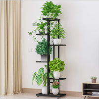 1 x RAW Customer Returns 6 Layer Plant Rack, Metal Potted Flower Display Stand Decorative Plant Stand Multifunctional Balcony Ladder Hold 7 Pots 22x43.5x103cm Dark Gray  - RRP €48.99