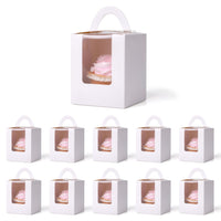 1 x RAW Customer Returns Winter Shore White Single Cupcake Box 60-Pack - Single Cupcake Box with Window, Handle Inserts - Empty Candy Box for Pastries, Gift Box with Window - 9 x 9 x 11 cm - RRP €18.99