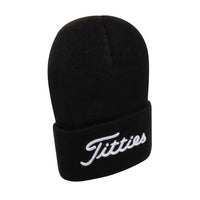 4 x Brand New Beanie Hat Black Titties Snowboard Skiing Stag Party Golf Sport Warm Knitted Hat for Spring Autumn and Winter - RRP €63.6