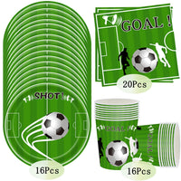 1 x Brand New MEZHEN Football Party Tableware Children s Birthday Decoration Birthday Football Party Tableware Paper Plates Cups Napkins Birthday Party Set Table Decoration 16 People - RRP €19.15