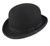 1 x RAW Customer Returns CXQRR Black Bowler Derby Hat Short Rolled Brim Fedora Hat for Men and Women, Black, M - RRP €27.5