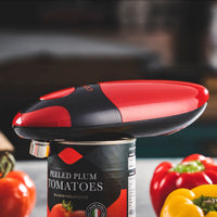 1 x RAW Customer Returns Cooks Professional Electric Can Opener, Automatic Cordless Can Opener for Arthritis and Arthritis, Hands Free Operation, One Touch Design, Red and Black - RRP €30.0