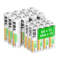 1 x RAW Customer Returns EBL AA AAA battery pack 24 pieces - AA battery 2800mAh 12 pieces with AAA battery 1100mAh 12 pieces, 1.2V NI-MH rechargeable batteries - RRP €24.99