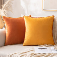 1 x Brand New MIULEE Velvet Cushion Cover Pillowcases Decorative Cushion Cover Sofa Cushion Throw Pillow Decorative Pillow with Hidden Zipper for Sofa Living Room Bedroom Set of 2 50 x 50 cm Orange Orange Yellow - RRP €20.99