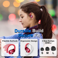 1 x RAW Customer Returns Bluetooth Headphones Sport, In Ear Headphones Bluetooth 5.3 with HD Mic, 75H ENC Noise Cancelling Earbuds with Deep Bass, Dual LED Display Wireless Headphones, IP7 Waterproof Earbuds, USB-C, Red - RRP €32.99