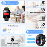 1 x RAW Customer Returns 2024 Smartwatch ECG HRV Uric Acid BMI Blood Pressure Monitor Men Women Health Watch with Phone Function SOS Button, 24H Heart Rate SPO2 Blood Pressure Body Temperature Sleep Monitor Fitness Watch for Android iOS - RRP €69.99