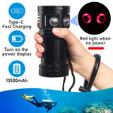 1 x RAW Customer Returns Diving lamp, LetonPower L12 8000Lumens diving flashlight, 100m underwater diving lamp, underwater video light, diving lamp underwater for professional outdoor underwater sports photography video - RRP €118.99