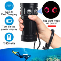 1 x RAW Customer Returns Diving Flashlight, LetonPower BB27 8000Lumens Super Bright Underwater 80m Video Light, Scuba Dive Light, High Frequency Use for Outdoor Underwater Sports - RRP €67.1