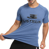 1 x Brand New JustSun Fitness Slim Fit T-Shirt Men s Sports Shirt Men s Short Sleeve Sports Shirt Men Muscle Shirt Bodybuilding Gym Quick Drying Blue XXL - RRP €20.16