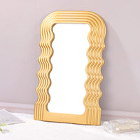 1 x RAW Customer Returns Funerom Wavy mirror aesthetic mirror Funky Squiggle mirror wave mirror rectangular gold mirror - RRP €18.42