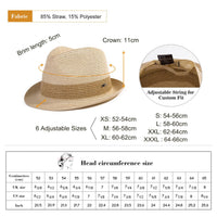 1 x RAW Customer Returns Comhats Straw Trilby Hat for Men and Women - Summer Hat with UV Protection - Fedora Style - Natural Straw Hat - Beach Hat for Men - Unisex Summer Hat Beige XL - RRP €28.22