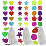 2 x Brand New Loscrew 500Pcs Foil Star Stickers and 500Pcs Heart Shaped Stickers and 500Pcs Glitter Round Stickers, 1 Inch Self Adhesive Foil Shiny Colorful Stickers for Reward Decoration - RRP €40.8