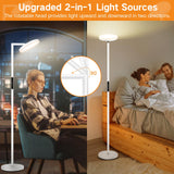 1 x RAW Customer Returns OUTON 2 in 1 floor lamp LED dimmable, 30W 3000LM ceiling floodlight with remote control touch control, 4 color temperatures, 1H timer, reading lamp floor lamp for living room bedroom office, classic white - RRP €79.0