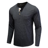 1 x Brand New SwissWell Men s Henley Long Sleeve Shirts Long Sleeve Casual Button Down Cotton Shirt with Chest Pocket Spring Gray M - RRP €35.99