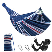 1 x RAW Customer Returns Anyoo Hammock Outdoor Cotton Comfortable Fabric with Tree-Friendly Straps for Hanging, Robust Portable Hammock with Travel Bag for Garden, Indoor, Balcony, Terrace, Camping - RRP €27.07