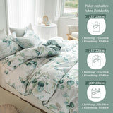 1 x RAW Customer Returns MILDLY bed linen 220x240 plant pattern, 100 washed cotton bedding with linen-like feel, OekoTex certified suitable for allergy sufferers, 1 duvet cover 2 pillowcases 80x80, Lilio - RRP €55.45