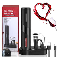 1 x RAW Customer Returns ZOYIDOUX 7 in 1 Rechargeable Electric Wine Opener Gift Set Electric Corkscrew with Base Cutter Silicone Vacuum Stopper Champagne Pourer USB Line - RRP €33.43