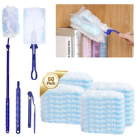 1 x RAW Customer Returns TIHOOK 60 PCS Dust Magnet Set, 1 Telescopic Long Handle, 2 Short Handles, Microfiber Duster, Electrostatic Duster, for Home Cleaning - RRP €18.99